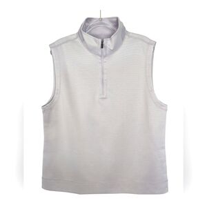 Hickey Freeman Large Stretch Vest Lavender/White Fine Stripes Half Zip